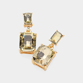 Emerald Cut CZ Stone Dangle Evening Earrings