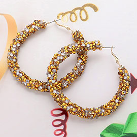 Faceted Stone Beaded Hoop Earrings