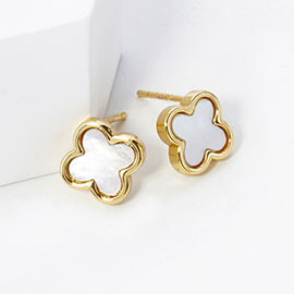 Gold Dipped Quatrefoil Stud Earrings