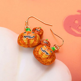 Enamel Halloween Pumpkin Dangle Earrings