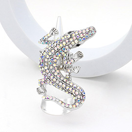 Rhinestone Paved Alligator Pointed Stretch Ring