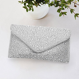 Bling Studded Envelop Evening Clutch Bag / Crossbody Bag