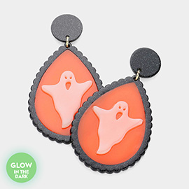 Glow In The Dark Ghost Pointed Teardrop Dangle Earrings