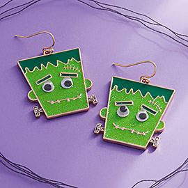 Eye Pointed Enamel Frankenstein Dangle Earrings