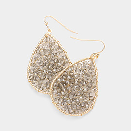 Faceted Beaded Teardrop Dangle Earrings