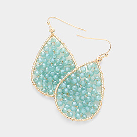 Faceted Beaded Teardrop Dangle Earrings