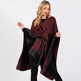 Two Tone Pull Through Shawl Ruana Poncho