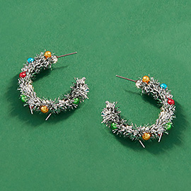 Christmas Tinsel Hoop Earrings