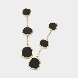 Onyx Pebble Link Dropdown Earrings