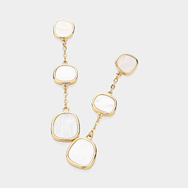 Mother Of Pearl Pebble Link Dropdown Earrings