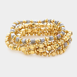 6PCS - Cube Faceted Beaded Multi Layered Stretch Bracelets