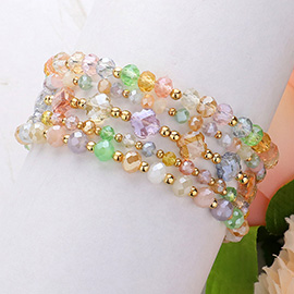 5PCS - Faceted Beaded Multi Layered Stretch Bracelets