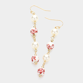 Floral Pearl Ceramic Beads Link Dropdown Earrings