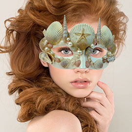 Starfish Conch Shell Embellished Half Mask