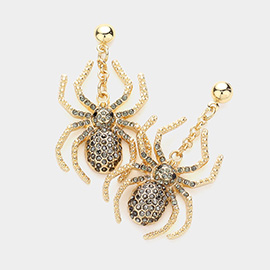 Stone Paved Spider Dangle Earrings