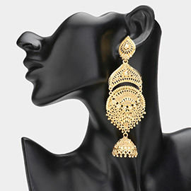 Oversized Abstract Metal Jhumka Dangle Earrings