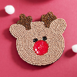 Beaded Christmas Rudolph Coaster