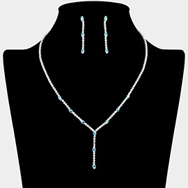 Marquise CZ Stone Pointed Rhinestone Paved Y Shaped Necklace