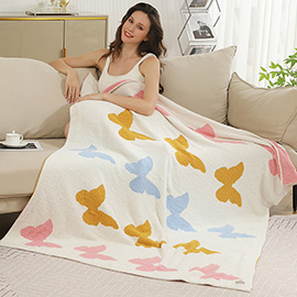 Butterfly Theme Reversible Throw Blanket