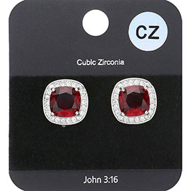 CZ Stone Square Evening Stud Earrings