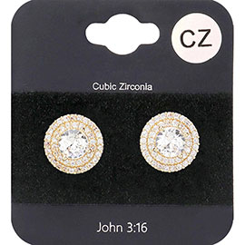 Round CZ Stone Evening Stud Earrings
