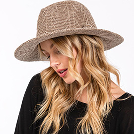 Chenille Pattern Fedora Hat with Braided Band