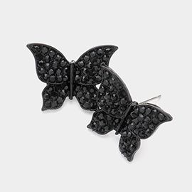 Stone Paved Butterfly Evening Earrings