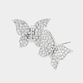 Stone Paved Butterfly Evening Earrings