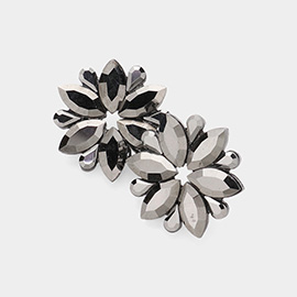 Marquise Stone Cluster Flower Evening Earrings