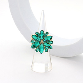 Marquise Glass Stone Cluster Flower Stretch Ring