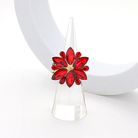 Marquise Glass Stone Cluster Flower Stretch Ring