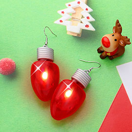 Light Up Christmas Light Bulb Dangle Earrings