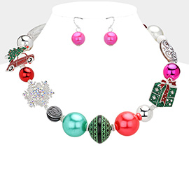 Christmas Ornament Beaded Necklace