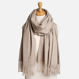 Solid Oblong Scarf with Tassels
