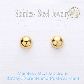 18K Gold Dipped Stainless Steel Ball Stud Earrings