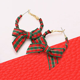 Christmas Bow Hoop Earrings