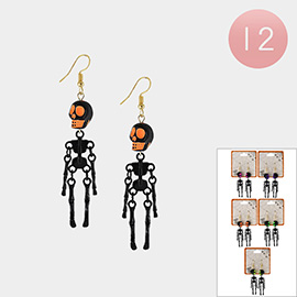 12Pairs - Halloween Skeleton Dangle Earrings