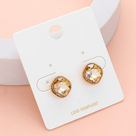 Square Stone Stud Earrings