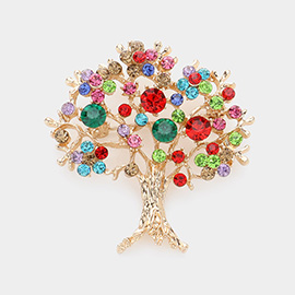 Stone Embellilshed Tree Pin Brooch