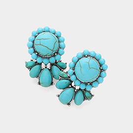 Western Abstract Turquios Stone Cluster Earrings