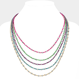 Faceted Beaded Multi Layered Strand Necklace