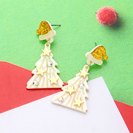Resin Christmas Tree Dangle Earrings