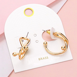 Brass Twisted Metal Hoop Earrings