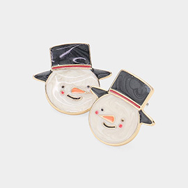 Enamel Snowman Stud Earrings