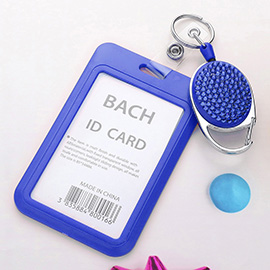 Bling Studded Tag Pointed Retractable ID Card Holder