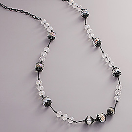 Faceted Round Glass Stone Beaed Long Necklace