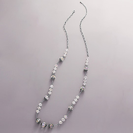 Faceted Round Glass Stone Beaed Long Necklace