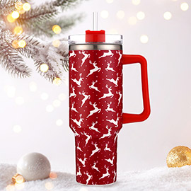 Christmas Rudolph Patterned 40oz Stainless Steel Tumbler