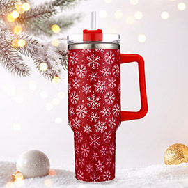 Snowflake Patterned 40oz Stainless Steel Tumbler
