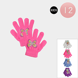 12Pairs - Kids Bow Pointed Gloves